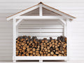 Portalegna - Legno - 170 x 65 x 195 cm - Bianco-Marrone - Stile rustico