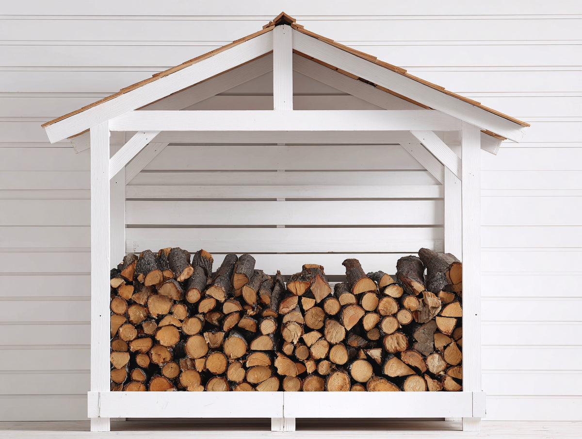 Portalegna - Legno - 170 x 65 x 195 cm - Bianco-Marrone - Stile rustico