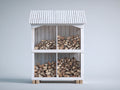 Portalegna - Legno - 140 x 60 x 190 cm - Bianco - Stile rustico