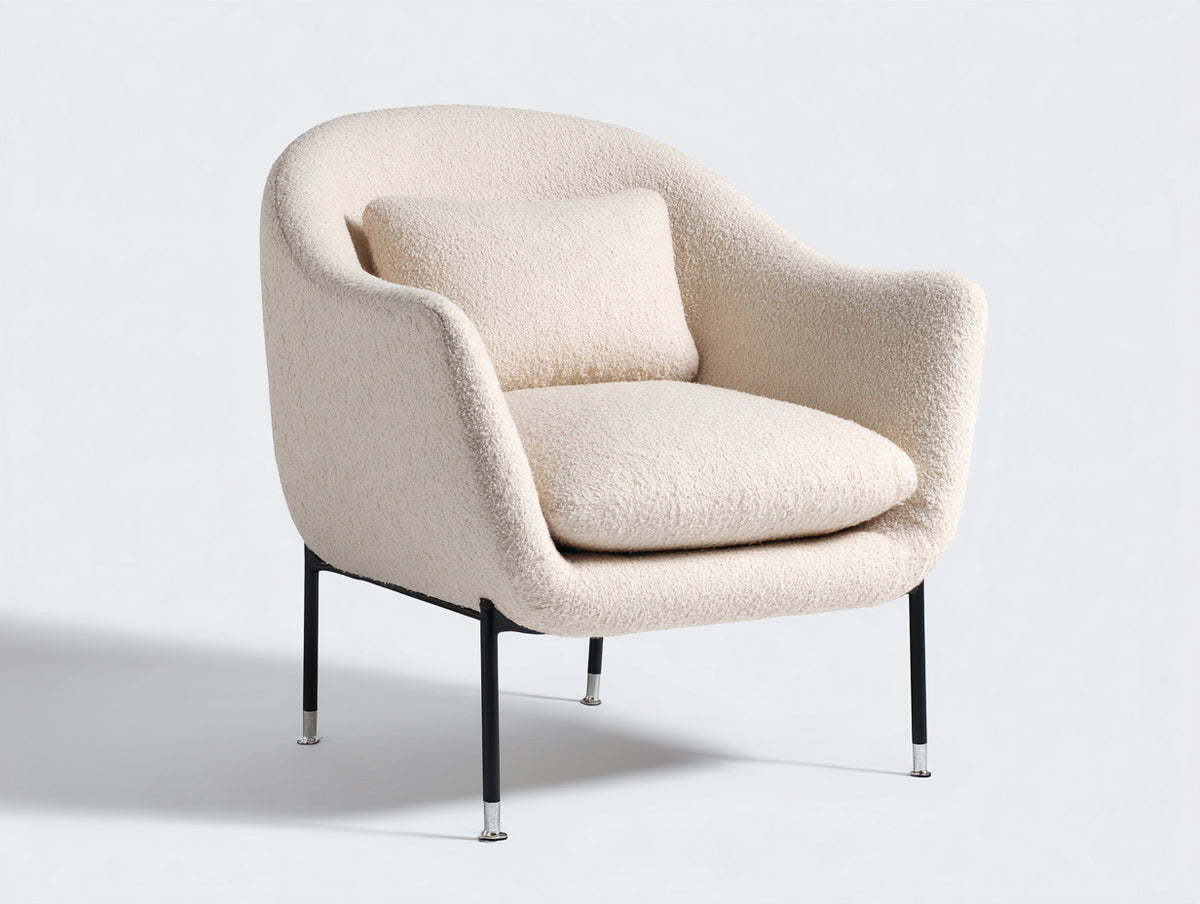 Poltrona - tessuto bouclé - 83x79x84 cm - avorio-nero-argento - design moderno