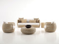 Divani da esterno - rattan intrecciato-tessuto - 205x92x77 cm - beige sabbia-avorio - design contemporaneo