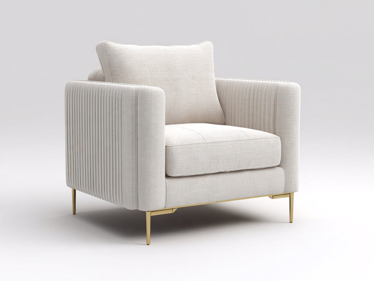 Poltrona - tessuto - 83x80x86 cm - crema-oro - design moderno