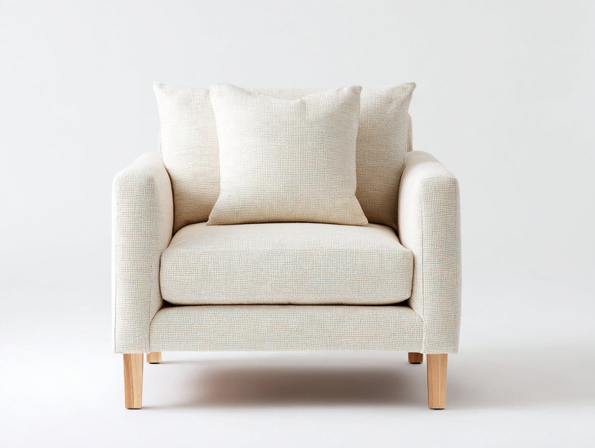 Poltrona - tessuto - 84x80x86 cm - avorio-marrone naturale - design contemporaneo
