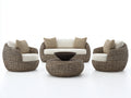 Divani da esterno - rattan intrecciato-tessuto - 192x89x77 cm - beige-avorio - design organico