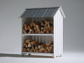 Portalegna - Legno - 125 x 55 x 180 cm - Bianco-Grigio - Stile rustico
