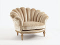 Poltrona - velluto - 92x84x88 cm - beige-marrone naturale - stile classico a conchiglia
