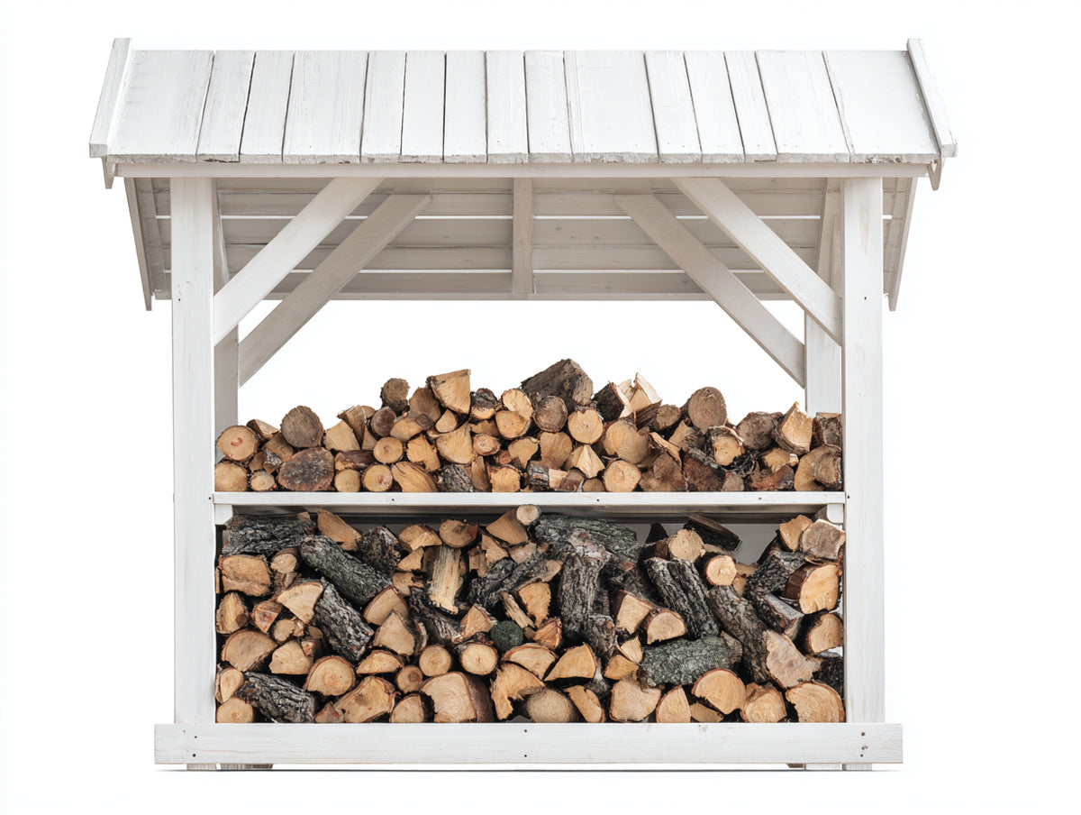 Portalegna - Legno - 165 x 65 x 170 cm - Bianco - Stile rustico