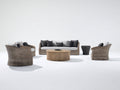 Divani da esterno - rattan intrecciato-tessuto-legno - 212x88x78 cm - tortora-grigio chiaro-nero-naturale - design contemporaneo