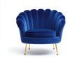 Poltrona - velluto - 84x79x91 cm - blu reale-oro - stile Art Déco a conchiglia