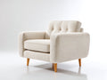 Poltrona - tessuto - 84x81x82 cm - avorio-marrone naturale - design contemporaneo