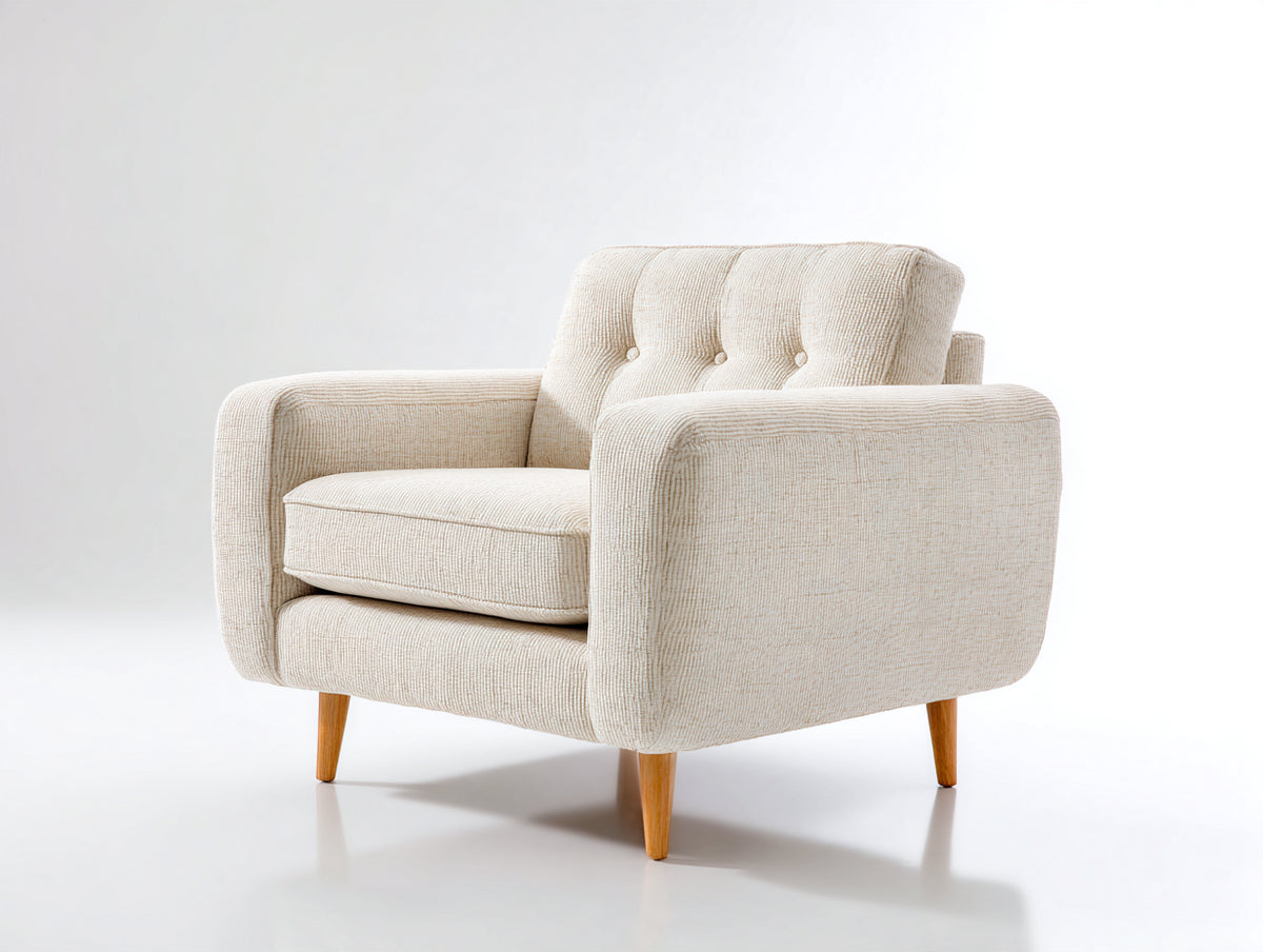 Poltrona - tessuto - 84x81x82 cm - avorio-marrone naturale - design contemporaneo