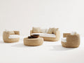 Divani da esterno - rattan intrecciato-tessuto - 197x91x76 cm - beige naturale-avorio - design moderno