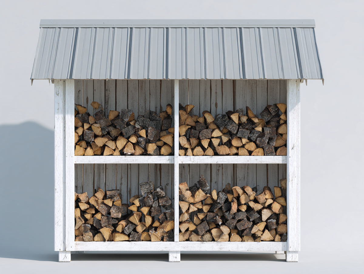 Portalegna - Legno - 160 x 60 x 185 cm - Bianco-Grigio - Stile rustico