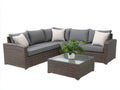 Divani da esterno - rattan intrecciato-tessuto - 236x236x66 cm - marrone-grigio - design moderno