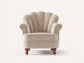 Poltrona - velluto - 86x82x94 cm - beige - stile classico a conchiglia