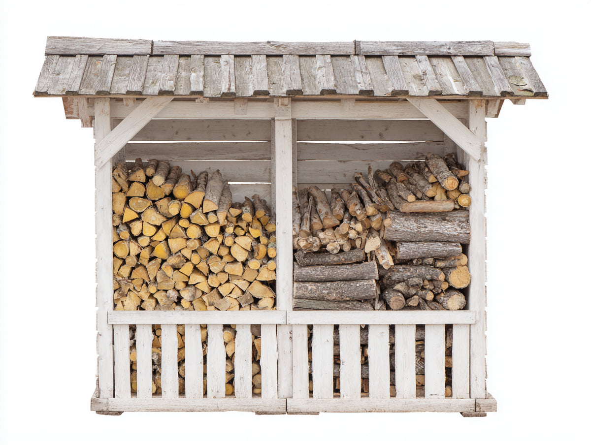 Portalegna - Legno - 175 x 70 x 170 cm - Bianco-Marrone - Stile rustico
