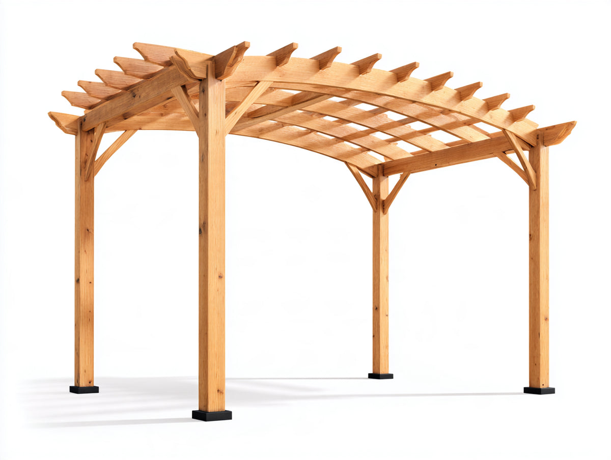 Pergola da giardino - Legno - 405 x 305 x 250 cm - Marrone naturale - Stile rustico