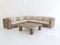 Divani da esterno - legno-tessuto - 268x268x74 cm - naturale-avorio - stile rustico