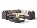 Divani da esterno - rattan intrecciato-tessuto - 248x248x76 cm - marrone scuro-beige - design moderno