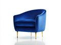 Poltrona - velluto - 81x78x83 cm - blu reale-oro - design contemporaneo avvolgente