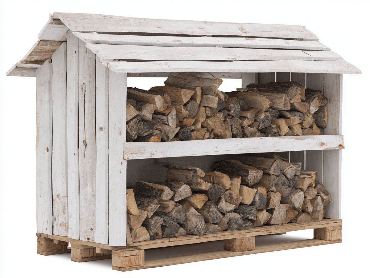 Portalegna - Legno - 160 x 70 x 155 cm - Bianco-Marrone - Stile rustico