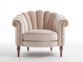 Poltrona - velluto - 89x84x88 cm - beige-marrone naturale - stile rétro a conchiglia