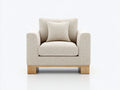 Poltrona - tessuto-legno - 82x79x84 cm - crema-marrone naturale - design minimalista